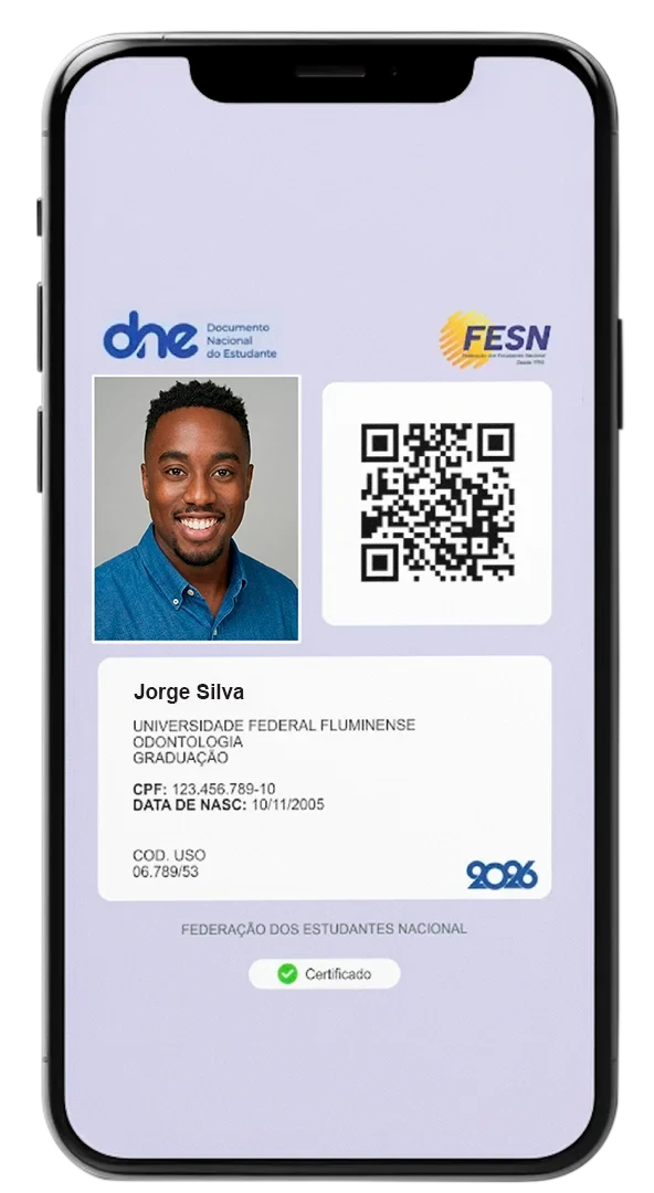 Modelo ilustrativo do DNE digital emitido pela FESN no celular