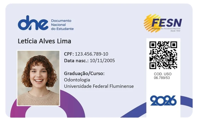 Modelo ilustrativo do DNE físico emitido pela FESN
