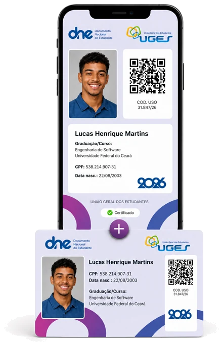 Exemplos ilustrativos do Documento Nacional do Estudante físico e digital da UGES